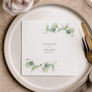 Eucalyptus Leaves Greenery Wedding Cocktail Paper Napkins