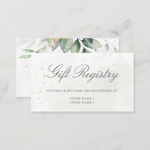 Eucalyptus Leaves Greenery Wedding Gift Registry Enclosure Card
