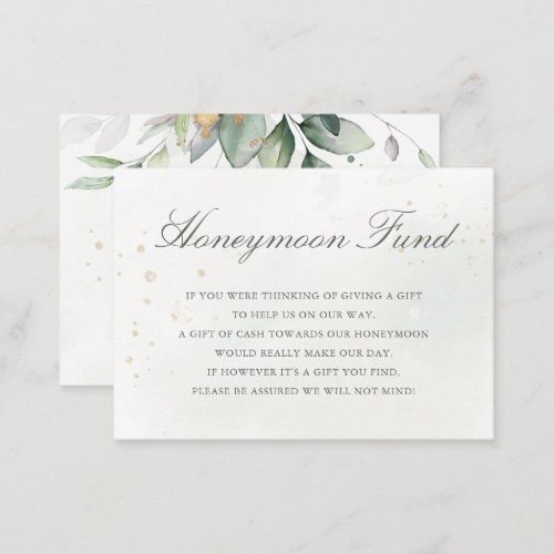 Eucalyptus Leaves Greenery Wedding Honeymoon Fund Enclosure Card