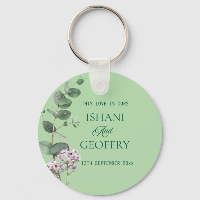Eucalyptus Leaves Greenery Wedding  Keychain (Front)