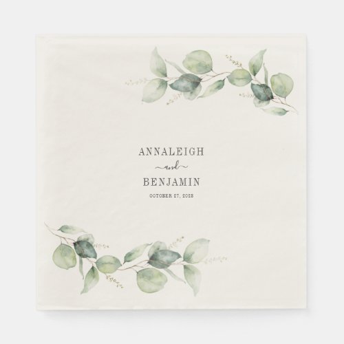 Eucalyptus Leaves Greenery Wedding Napkins