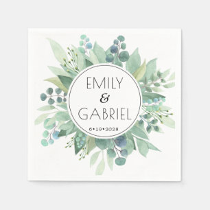 Eucalyptus Leaves Greenery Wedding Paper Napkin