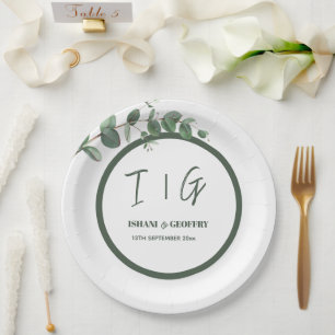Eucalyptus Leaves Greenery Wedding Paper Plates