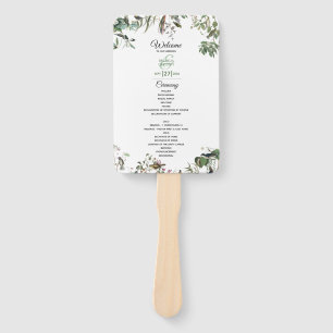 Eucalyptus Leaves Greenery Wedding Program Hand Fan