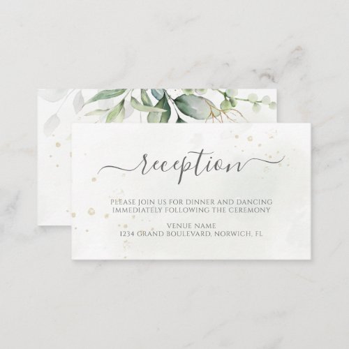 Eucalyptus Leaves Greenery Wedding Reception Enclosure Card