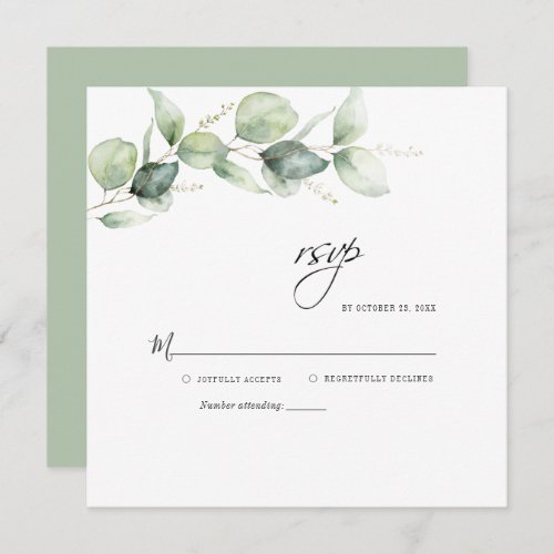 Eucalyptus Leaves Greenery Wedding RSVP Card