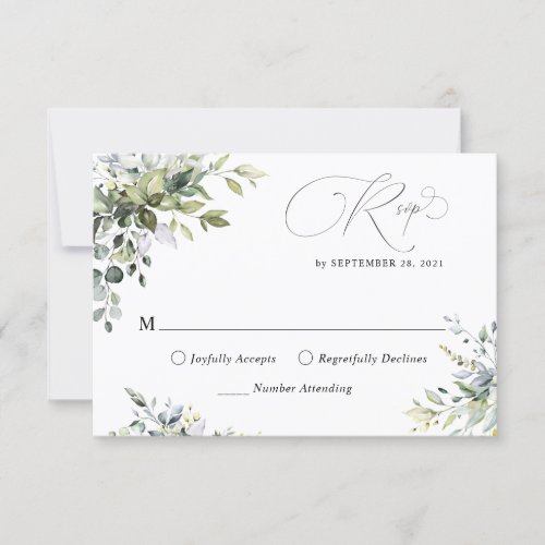 Eucalyptus Leaves Greenery Wedding RSVP Card