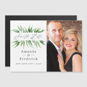 Eucalyptus Leaves Greenery Wedding Save the Date Magnetic Invitation