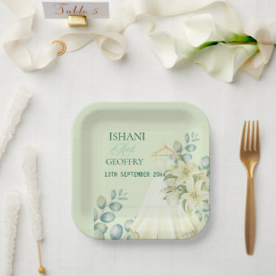 Eucalyptus Leaves Greenery Wedding Welcome Sign Paper Plates