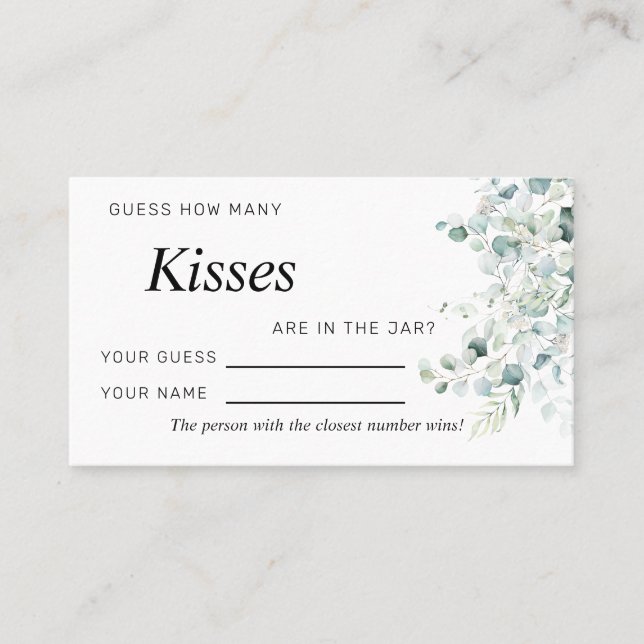 Eucalyptus Leaves How Many Kisses Game Cards (Front)
