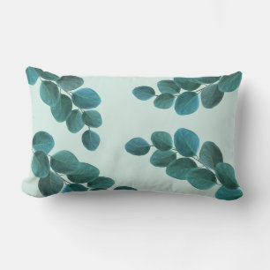 Eucalyptus Leaves & Light Mint Green Lumbar Pillow