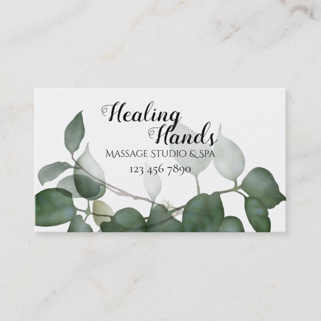 Eucalyptus Leaves, Modern Botanicals Business Card (Front)