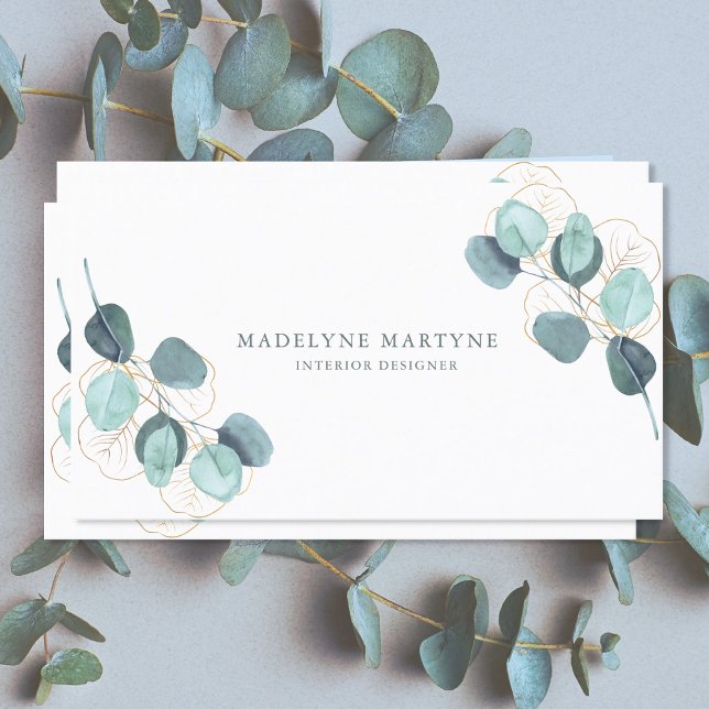 Eucalyptus Leaves Modern Elegant Botanical Business Card (Creator Uploaded)