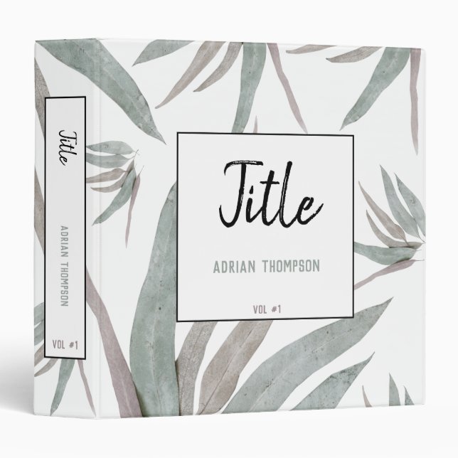 Eucalyptus Leaves Pattern  3 Ring Binder (Front/Spine)