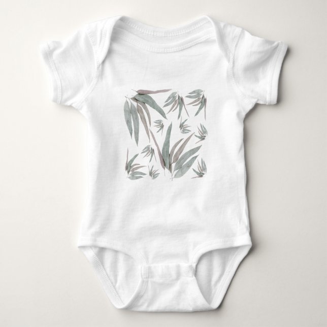 Eucalyptus Leaves Pattern Baby Bodysuit (Front)