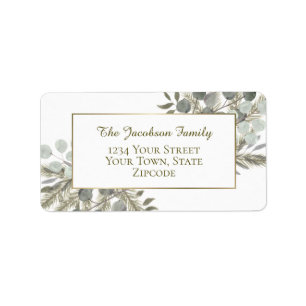 Eucalyptus Leaves & Pine Holiday Return Address Label