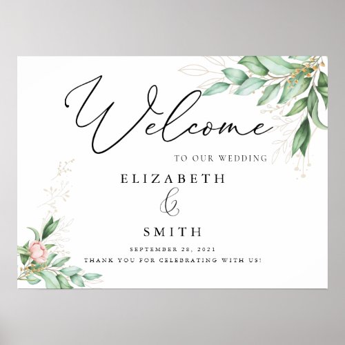 Eucalyptus Leaves Simple Elegant Calligraphy Poster