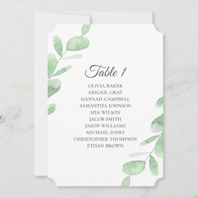 Eucalyptus leaves. Simple Wedding seating charts Invitation (Front)