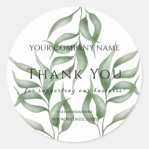 Eucalyptus Leaves Thank You Welcome Congratulation Classic Round Sticker
