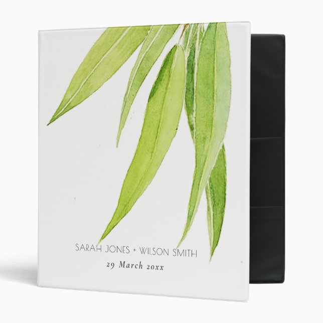 EUCALYPTUS LEAVES WATERCOLOUR FOLIAGE WEDDING BINDER (Front/Inside)