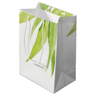 EUCALYPTUS LEAVES WATERCOLOUR FOLIAGE WEDDING MEDIUM GIFT BAG