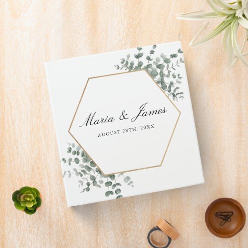 Eucalyptus Leaves Wedding 3 Ring Binder