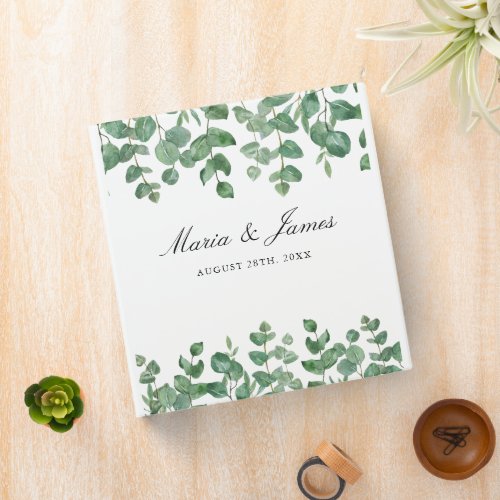 Eucalyptus Leaves Wedding 3 Ring Binder