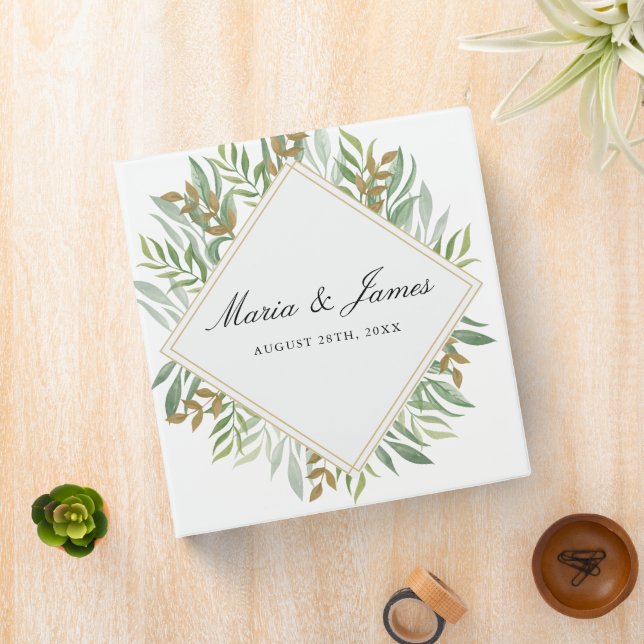 Eucalyptus Leaves Wedding 3 Ring Binder (In Situ)