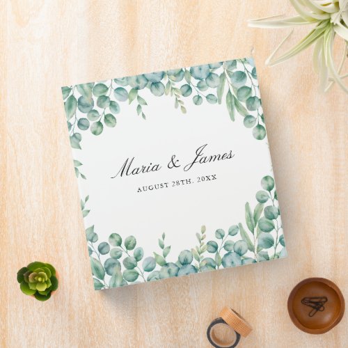 Eucalyptus Leaves Wedding 3 Ring Binder