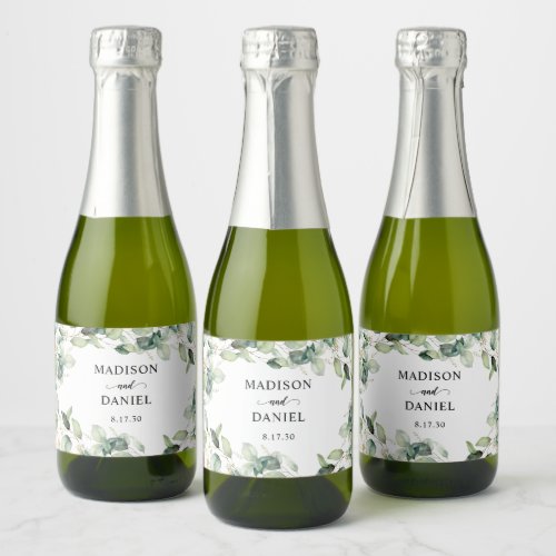 Eucalyptus Leaves Wedding Champagne Label