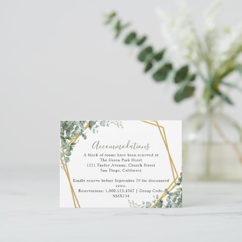 Eucalyptus Leaves Wedding Enclosure Card