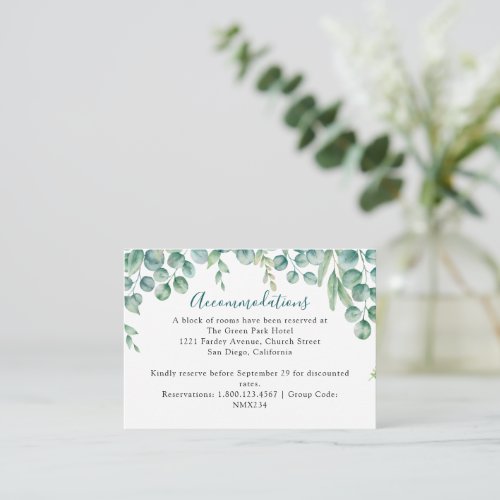 Eucalyptus Leaves Wedding Enclosure Card