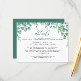 Eucalyptus Leaves Wedding Enclosure Card