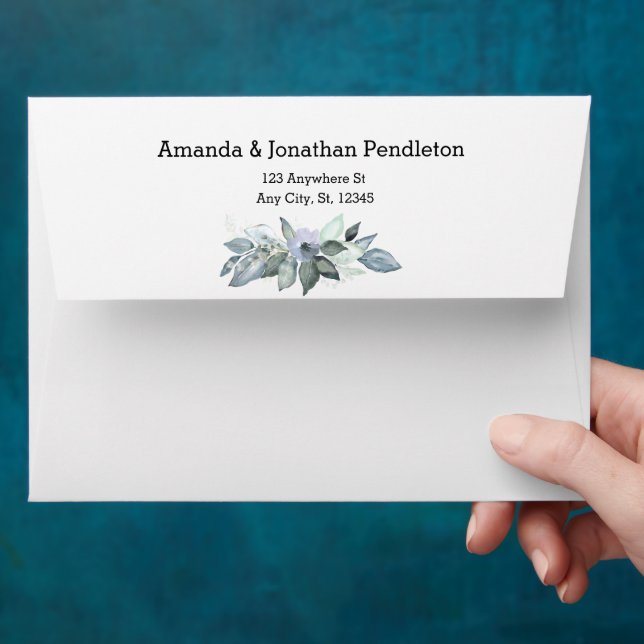 Eucalyptus Leaves Wedding Envelope Pre-addressed (Hand)