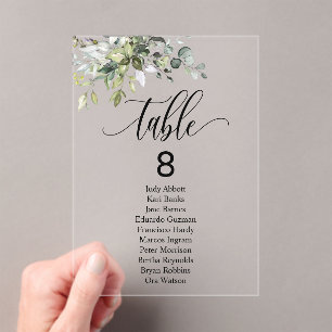 Eucalyptus Leaves Wedding Event Seating Chart Tabl Acrylic Invitations