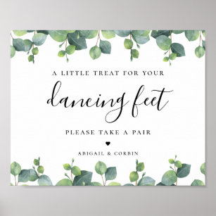Dancing Feet Wedding Sign Flip Flop A4 or A3 Silver Effect Personalised A5 