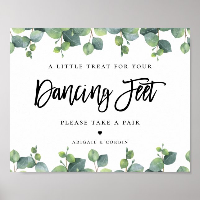 Eucalyptus Leaves Wedding Flip Flops Poster (Front)