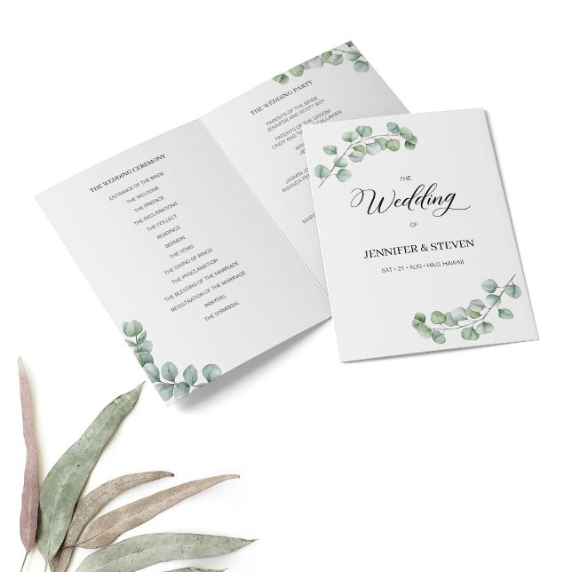 Eucalyptus Leaves Wedding Folded Program (Creator Uploaded)