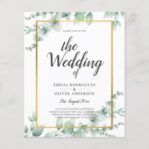 Eucalyptus Leaves WEDDING Greenery GOLD QR CODE  Flyer