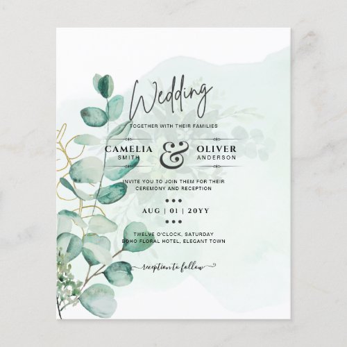 Eucalyptus Leaves Wedding Greenery QR CODE Modern Flyer