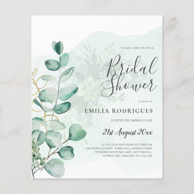 Eucalyptus Leaves Wedding Greenery QR CODE Modern Flyer (Front)