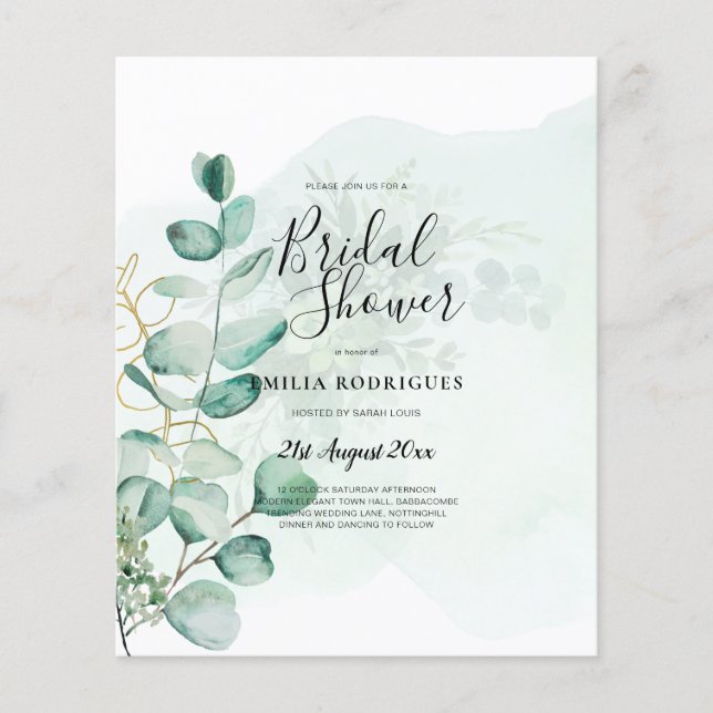 Eucalyptus Leaves Wedding Greenery QR CODE Modern Flyer (Front)