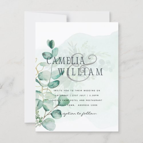 Eucalyptus Leaves Wedding Greenery QR CODE Modern Postcard
