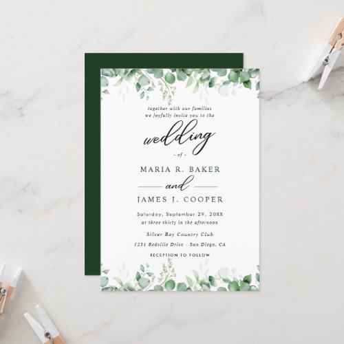 Eucalyptus Leaves Wedding Invitation