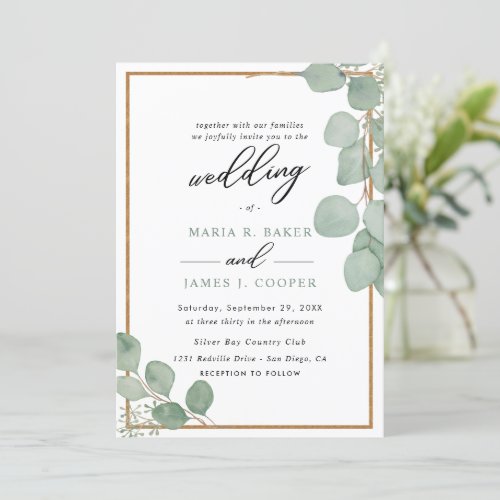 Eucalyptus Leaves Wedding Invitation