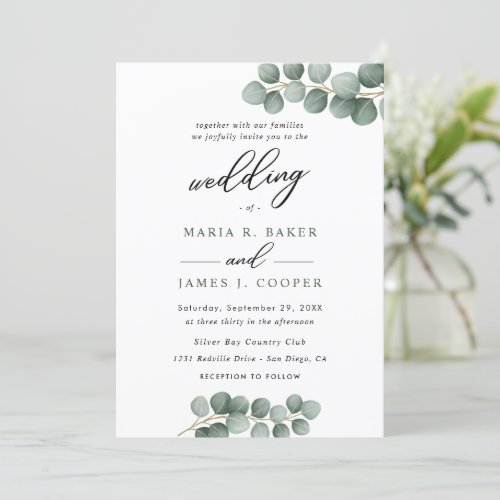 Eucalyptus Leaves Wedding Invitation