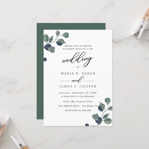 Eucalyptus Leaves Wedding Invitation