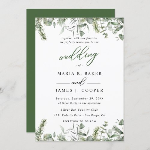 Eucalyptus Leaves Wedding Invitation