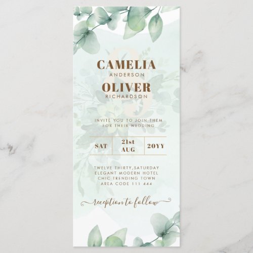 Eucalyptus Leaves Wedding Invitations Digital