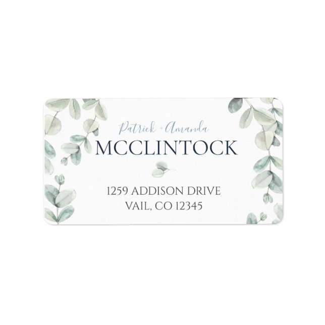 Eucalyptus Leaves Wedding Label (Front)